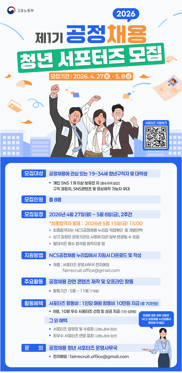 제1기 공정채용 청년 서포터즈 모집