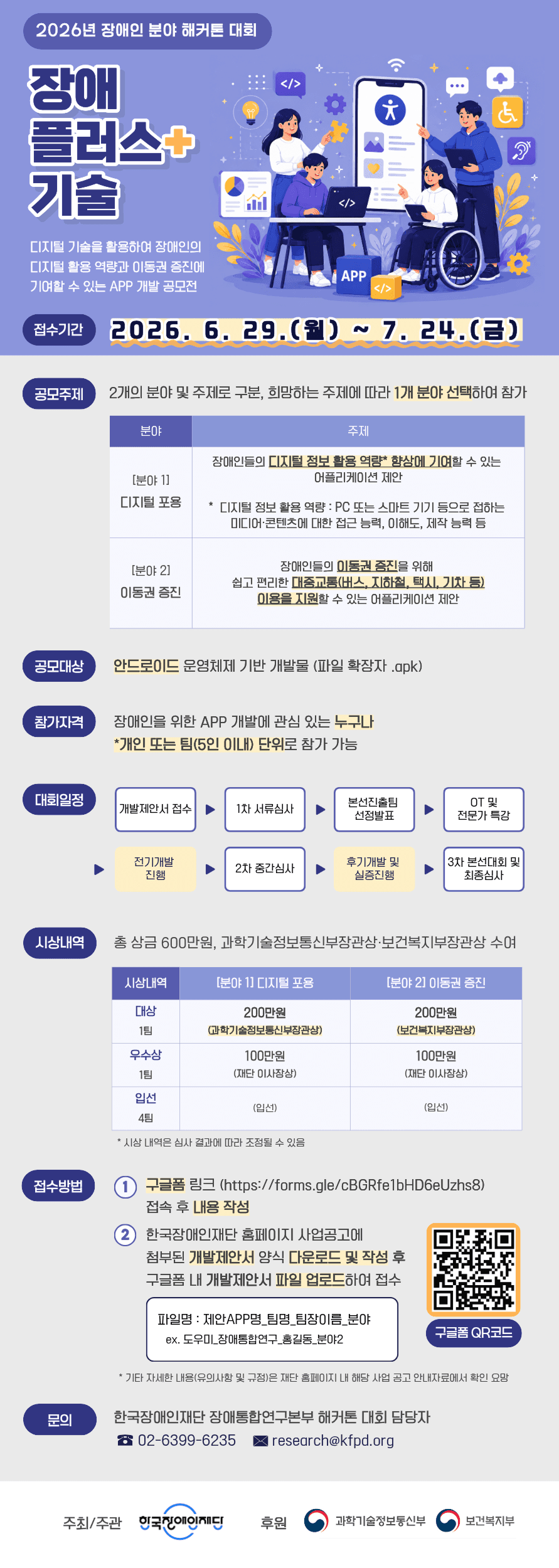 2026년도 장애인 분야 해커톤 대회 : 장애 플러스 기술 “장애인을 위한 APP 개발 공모전”