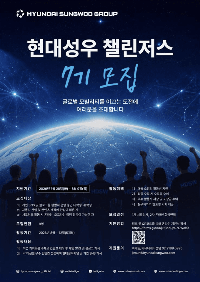 대학생 서포터즈 현대성우 챌린저스 7기 모집