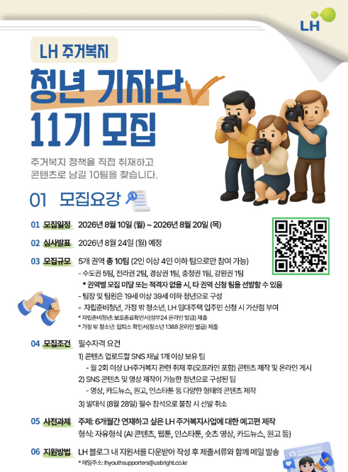 2026 LH 주거복지 청년기자단 11기 모집