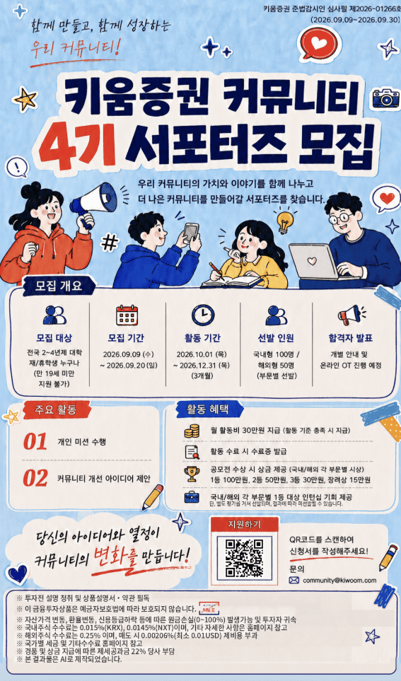 키움증권 커뮤니티 4기 서포터즈 모집